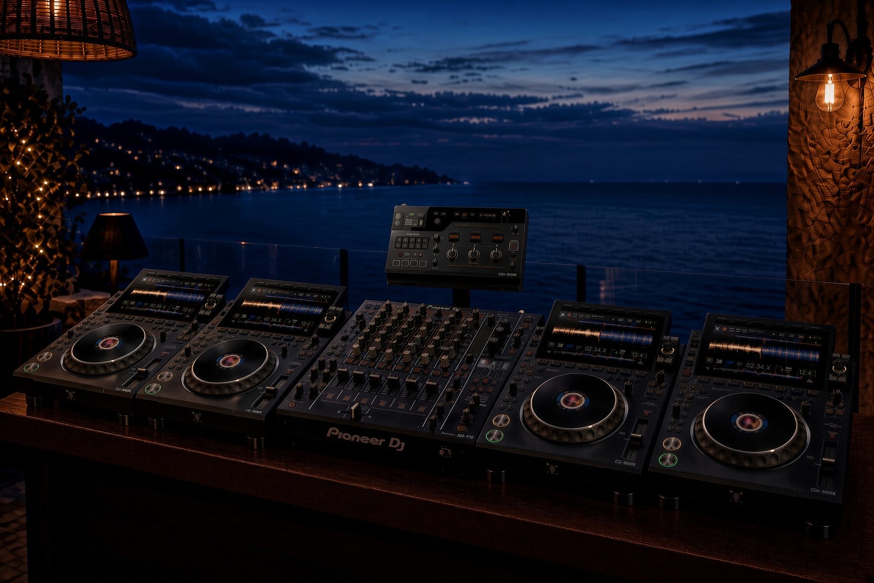 Cuatro Pioneer CDJ-3000X o CDJ-3000, DJM-V10 y AlphaTheta RMX-IGNITE